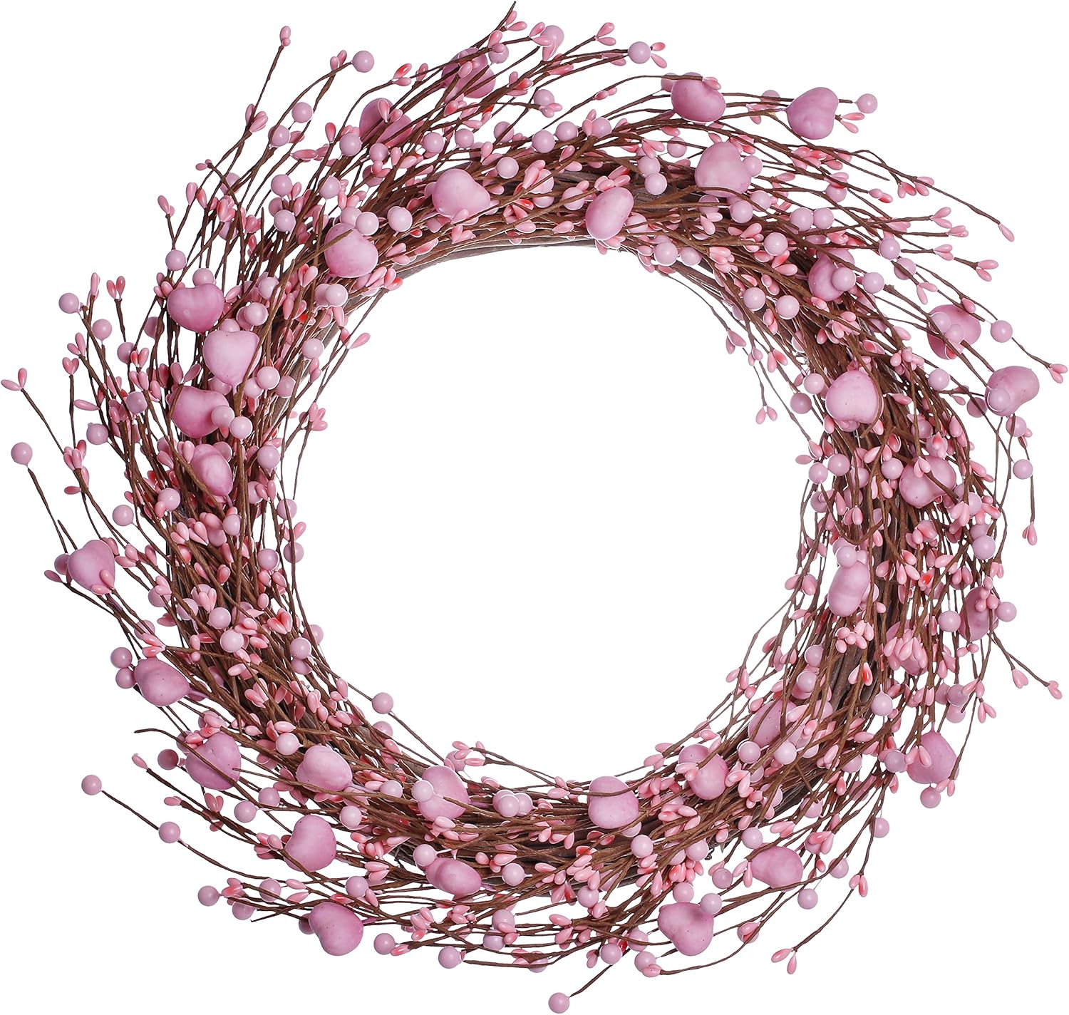 J’FLORU Valentine’s Day Wreaths for Front Door, 20”Valentine’s Day Wreath with Cute Hearts and Berries Valentine’s Day Gifts Anniversary Wedding Decorations (Pink)