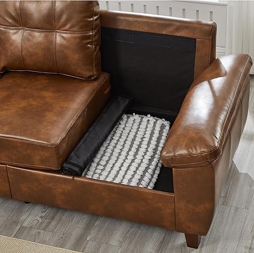 Miniatura 4 de Juego de 2 sofás de 2 piezas, sofá de piel sintética copetudo, moderno tapizado de mediados de siglo, cómodo sofá y sofá biplaza, juego de muebles