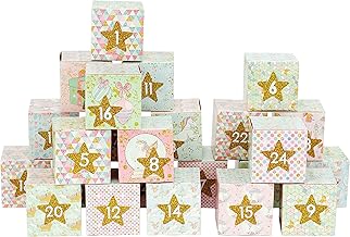 Papierdrachen calendario de adviento DIY para rellenar - set de cajas - motivo unicornios en rosa - 24 cajas de colores de cartón para colocar y rellenar - 24 cajas - Navidad.