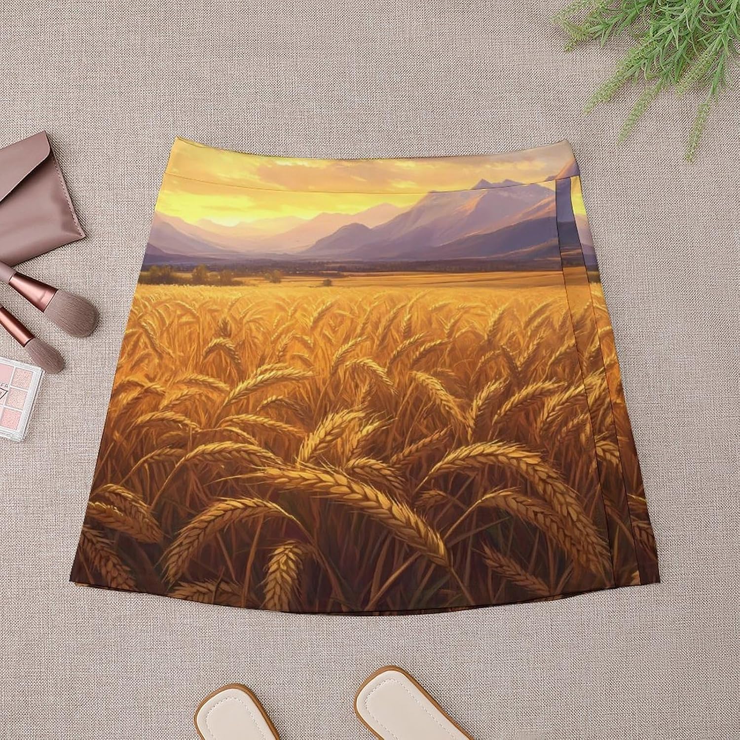 Country Wheat Golden Sunset Skorts for Women Mini A-line Skirt Casual Tennis Golf Short Skirts