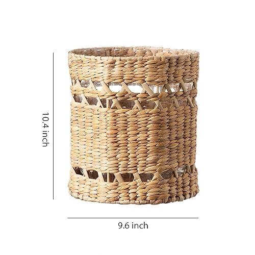 Miniatura 2 de Motifeur Papelera de baño  Bote de basura decorativo de jacinto de agua tejida a mano con cubo de basura interior de plástico transparente