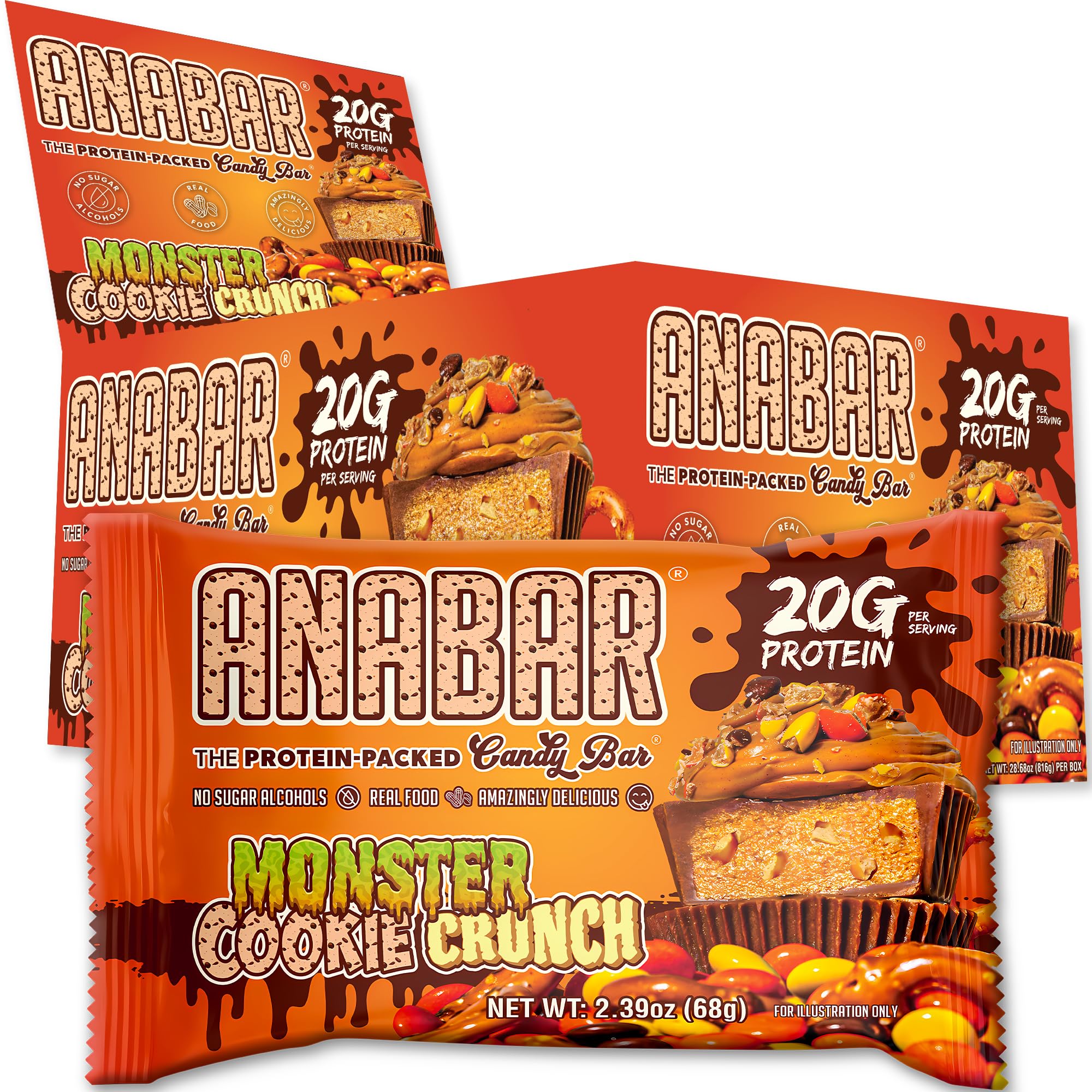 FINAL BOSS PERFORMANCE ANABARProtein Bar, Whole Food Bar, Amazing Tasting Protein Bar, Real Food, No Fillers, 21 Grams of Protein (12 Bars, Milk Chocolate Monster Cookie Crunch)