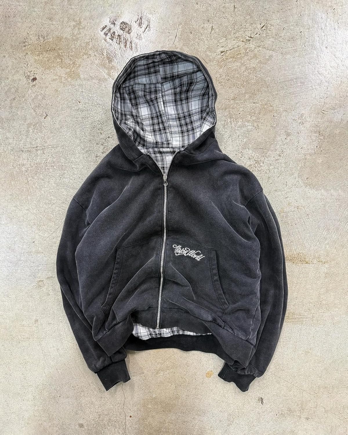 Obenie Men's y2k hoodie, fashionable checkered sportswear, casual jacket, hip-hop style sportswear