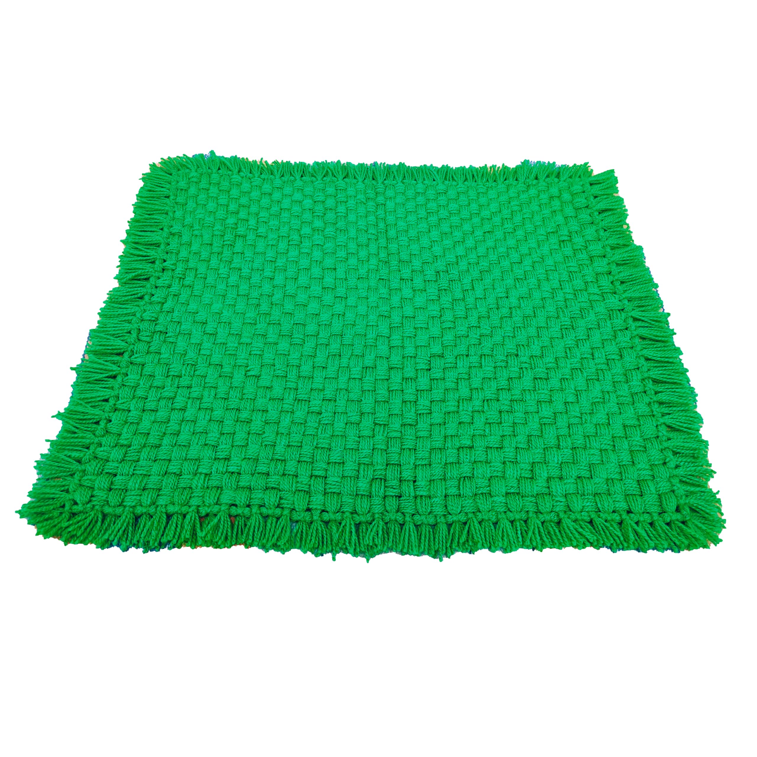 Jaipur Woollen Handicraft Microfiber Woollen Pooja Aasan, Soft, Comfy, Attractive Handmade Meditation Rug Green (24 x 21 Inch)-picture-11
