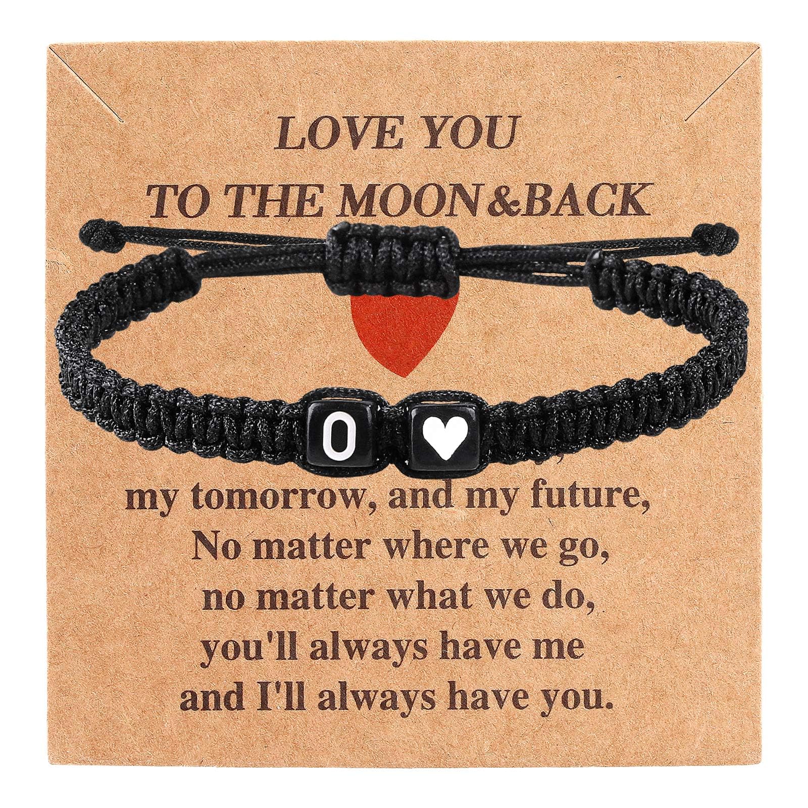 Valentines Day Gifts for Him Her Heart Love Letter Initial Matching Couple Bracelets for Women Men Teen Gifts Best Friend Graduation Birthday Gifts A-Z Braided Bracelet Son Daughter Dad Jewelry