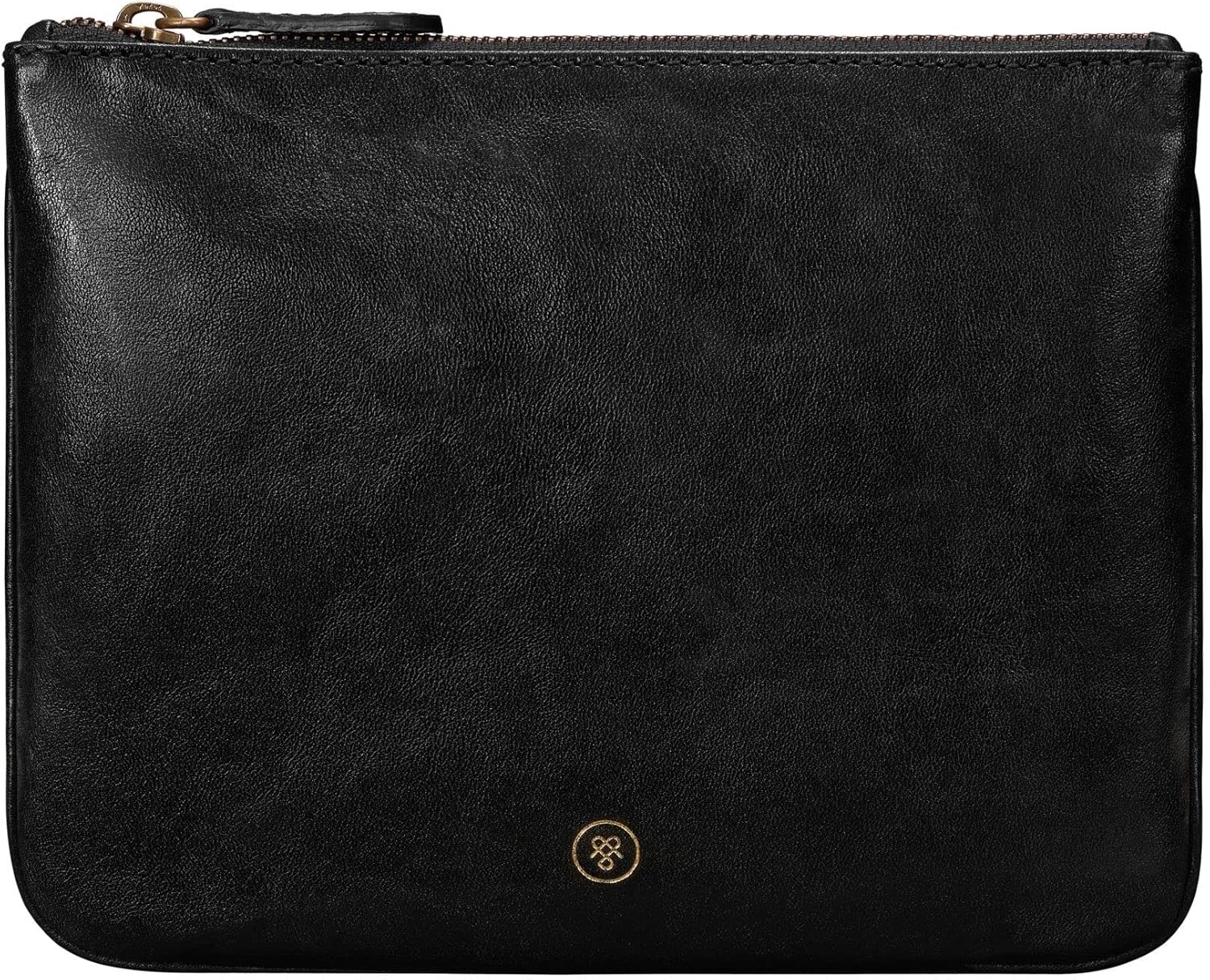 Maxwell Scott - Personalized Womens Luxury Designer Leather Flat Makeup Bag Purse - The Zeta - Black