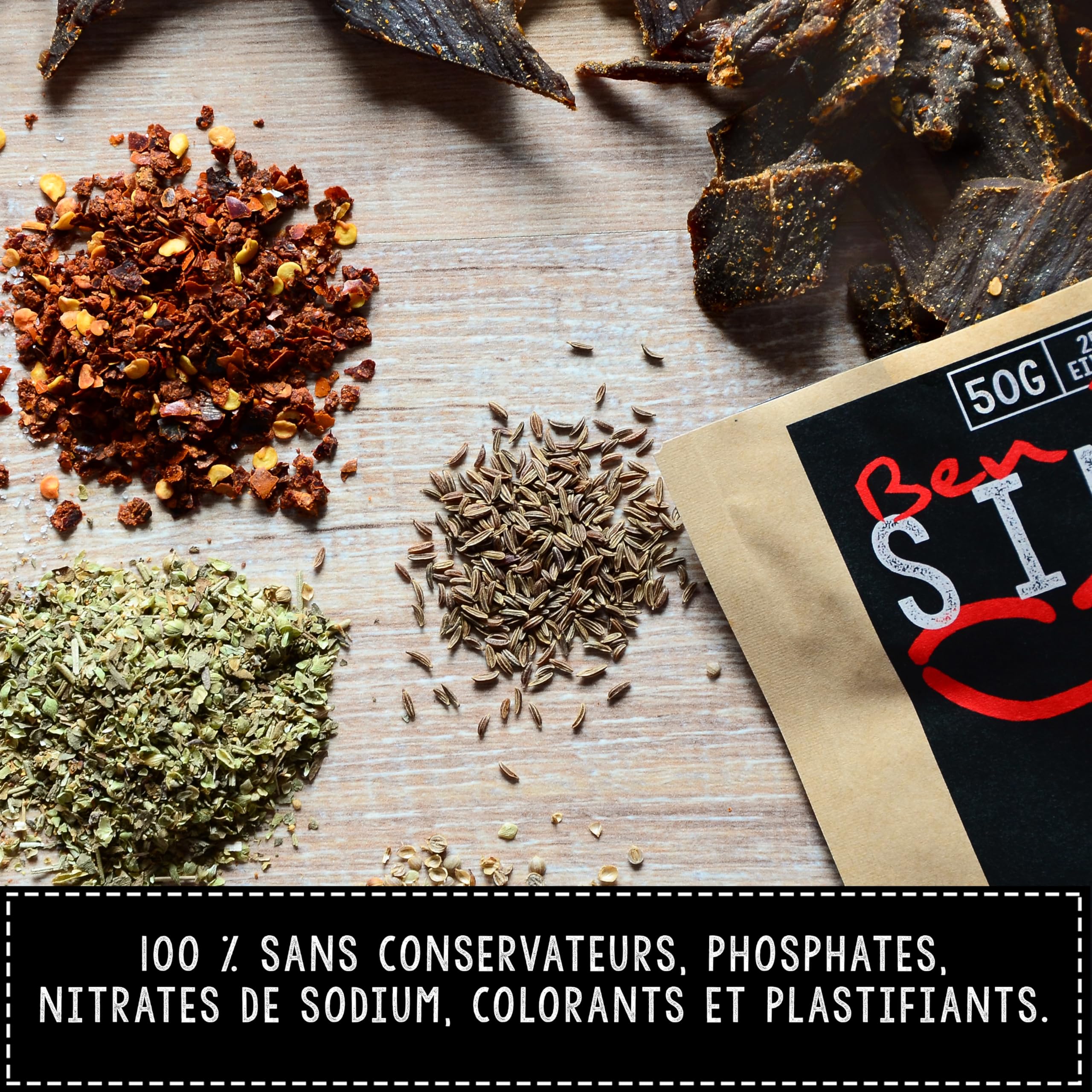 Beef Jerky Big Sample Box 5 x 50g, bœuf nourri à l'herbe autrichien de qualité supérieure, sans additifs ni conservateurs (Mixed Flavors)