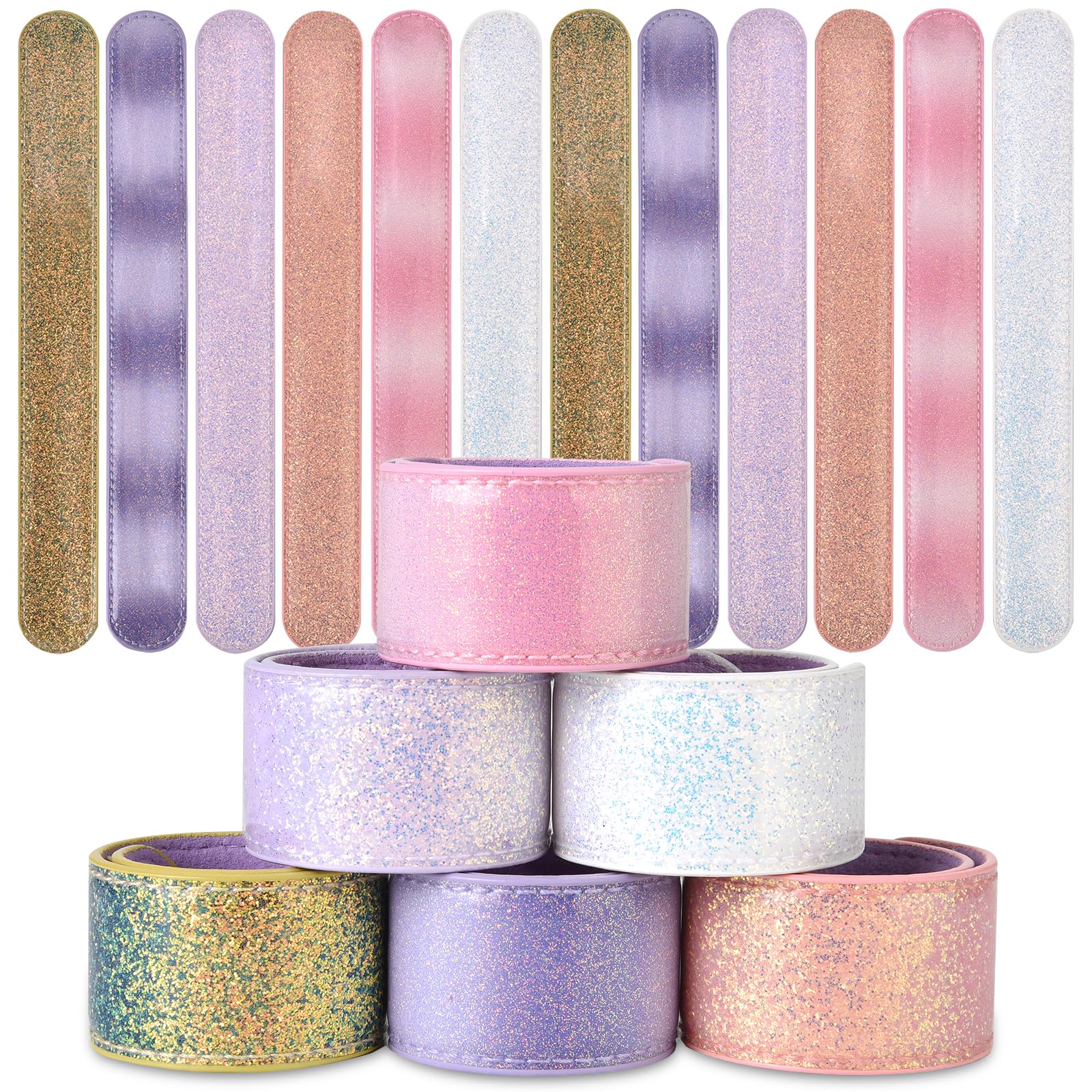 Bracelets Slap paillettes pastel lot 12 de qualité supérieure
