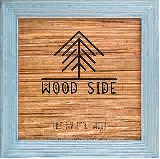 Rustic Wooden Square Picture Frame 12x12 Inch - 100% Natural Solid Eco Distressed Wood for Wall Mounting Photo Frame - Blue Turquoise - coolthings.us
