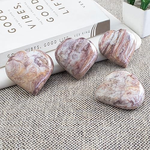 Miniatura 4 de ZAICUS Piedras de amor de cristal de jaspe roseta de 1.969 in, cristales curativos, piedras preciosas naturales de Reiki, talladas a mano, pulgar de
