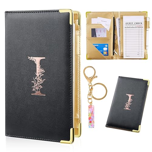 FIODAY Libro de camarera del alfabeto, libro de camarera, con bolsillo con cremallera, libro de servicio de cuero con llavero de regalo, libro de