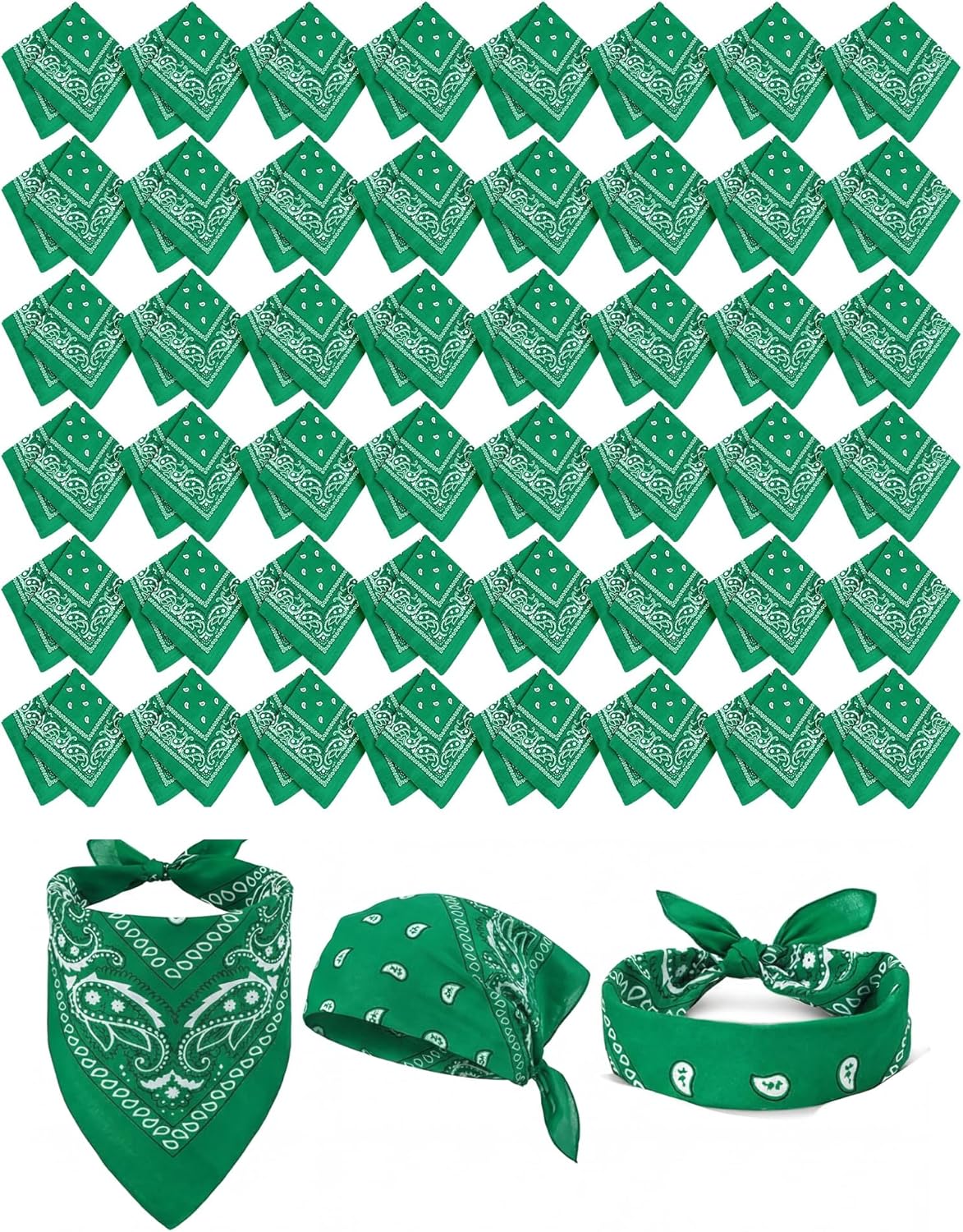 Unittype 48 Pieces Paisley Bandana Novelty Unisex Headband Square Scarf Cowboy Bandanas for Parade Halloween Party Costume