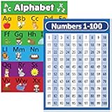 LAMINATED ABC Alphabet & Numbers 1-100 Poster Chart Set (18