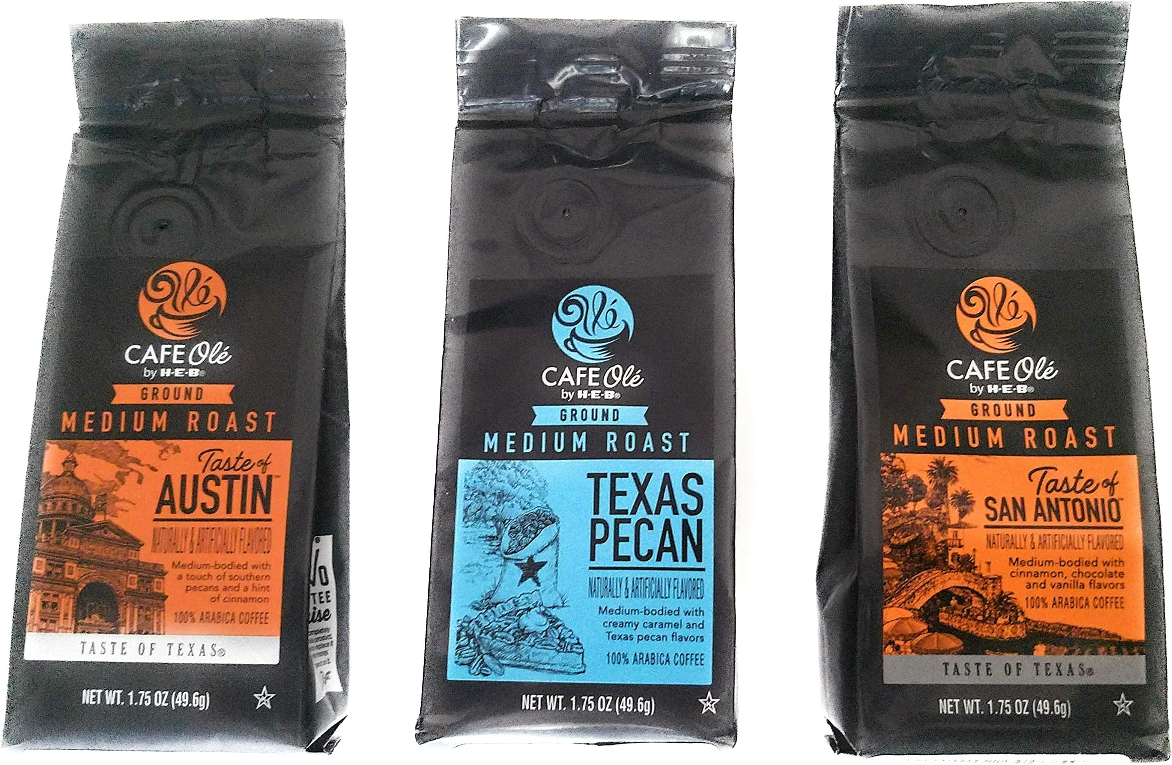 Cafe Ole Texas Pecan Medium Ground Coffee Sampler