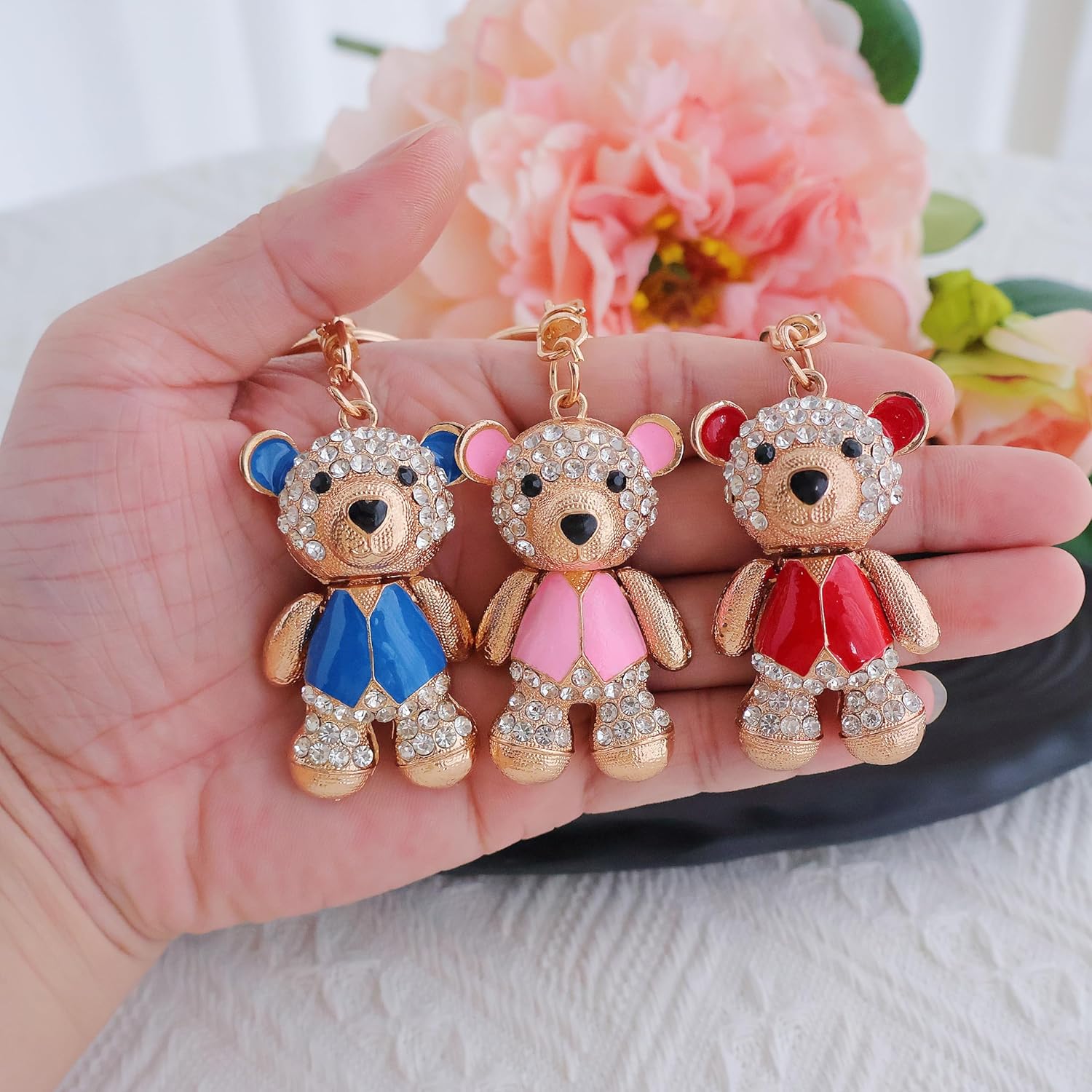 Cute Keychain Women Key Chains For Car Kawaii Anime Crystal Bling Pink Keychains Ring For Bag Purse Charm Accessories - Image 2