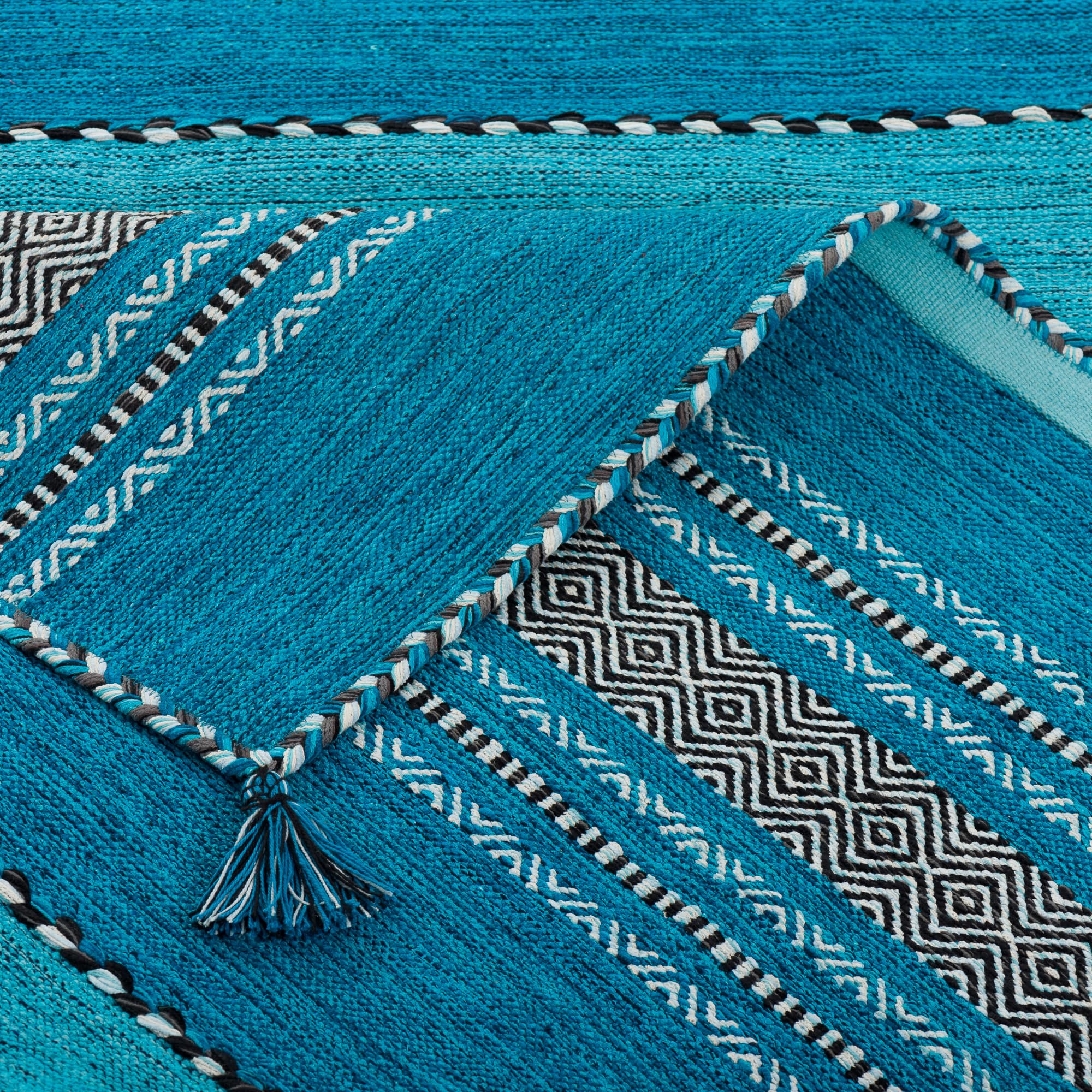 Pergamon Navarro - Tapis Kilim Naturel - Turquoise - 6 Tailles Disponibles
