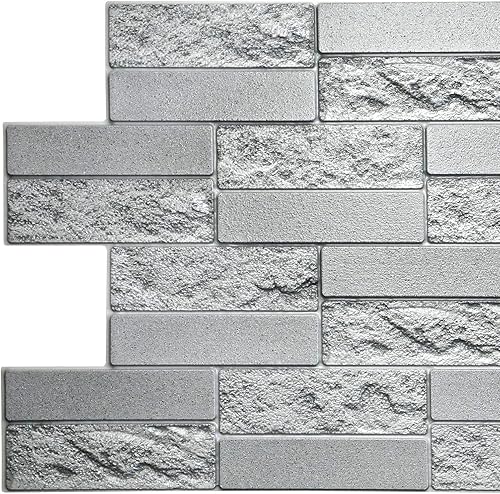 Dundee Deco Panel de pared 3D de PVC de ladrillo de cemento sintético, 3.3 pies x 1.6 pies (38.6 in x 19.3 in), decoración de paneles de pared de