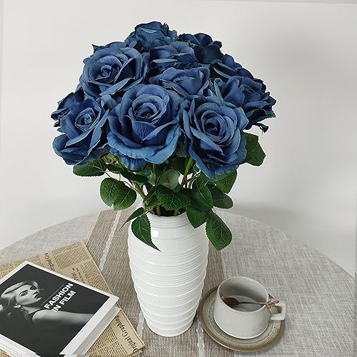 Miniatura 69 de ATFL 12 rosas artificiales de seda con flores de color rosa, rosas artificiales a granel, diámetro floral de 4 pulgadas, rosa artificial de seda