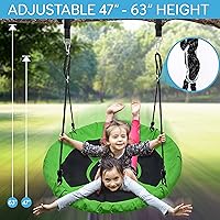 Vista 8 de SereneLife - Columpio en forma de plato con kit para colgar en árbol, columpio de árbol para exterior de 40", 2 correas ajustables para colgar