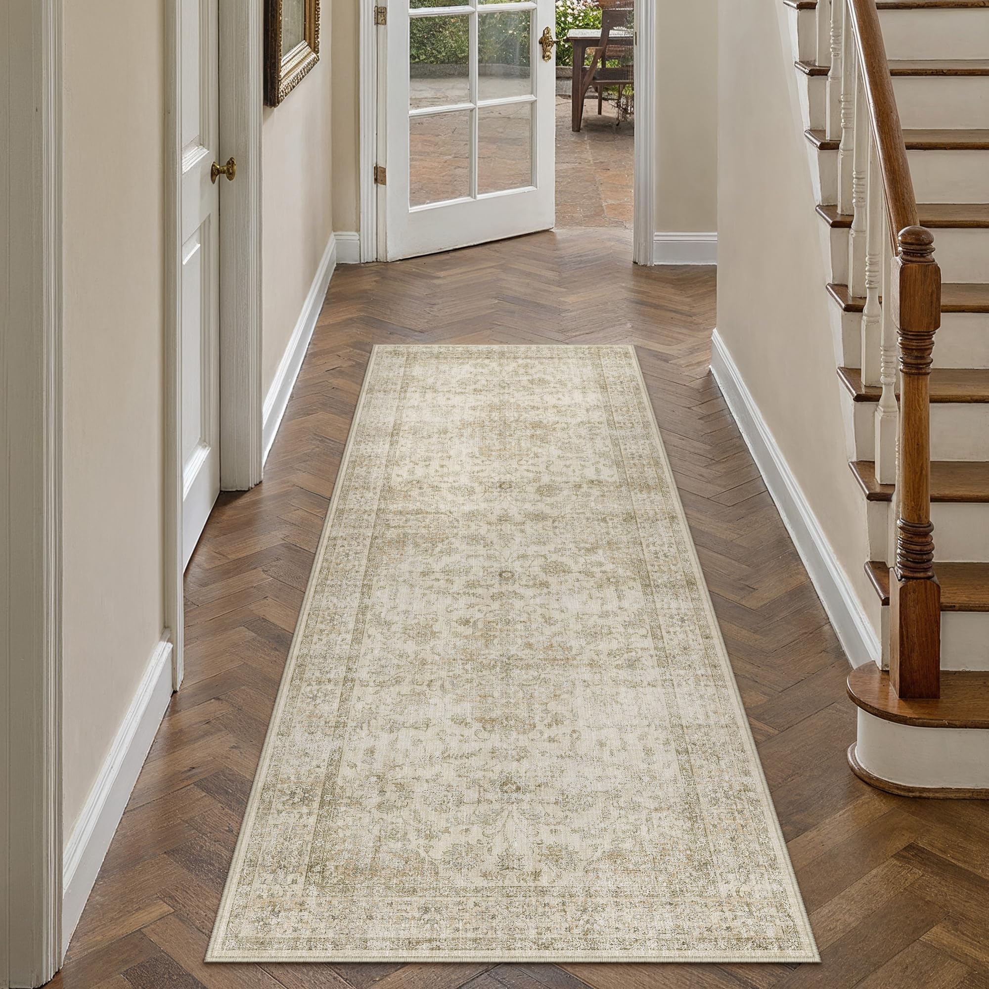 PureCozy Vintage Hallway Runner Rug 60x240cm Beige Carpet Runners — image 1