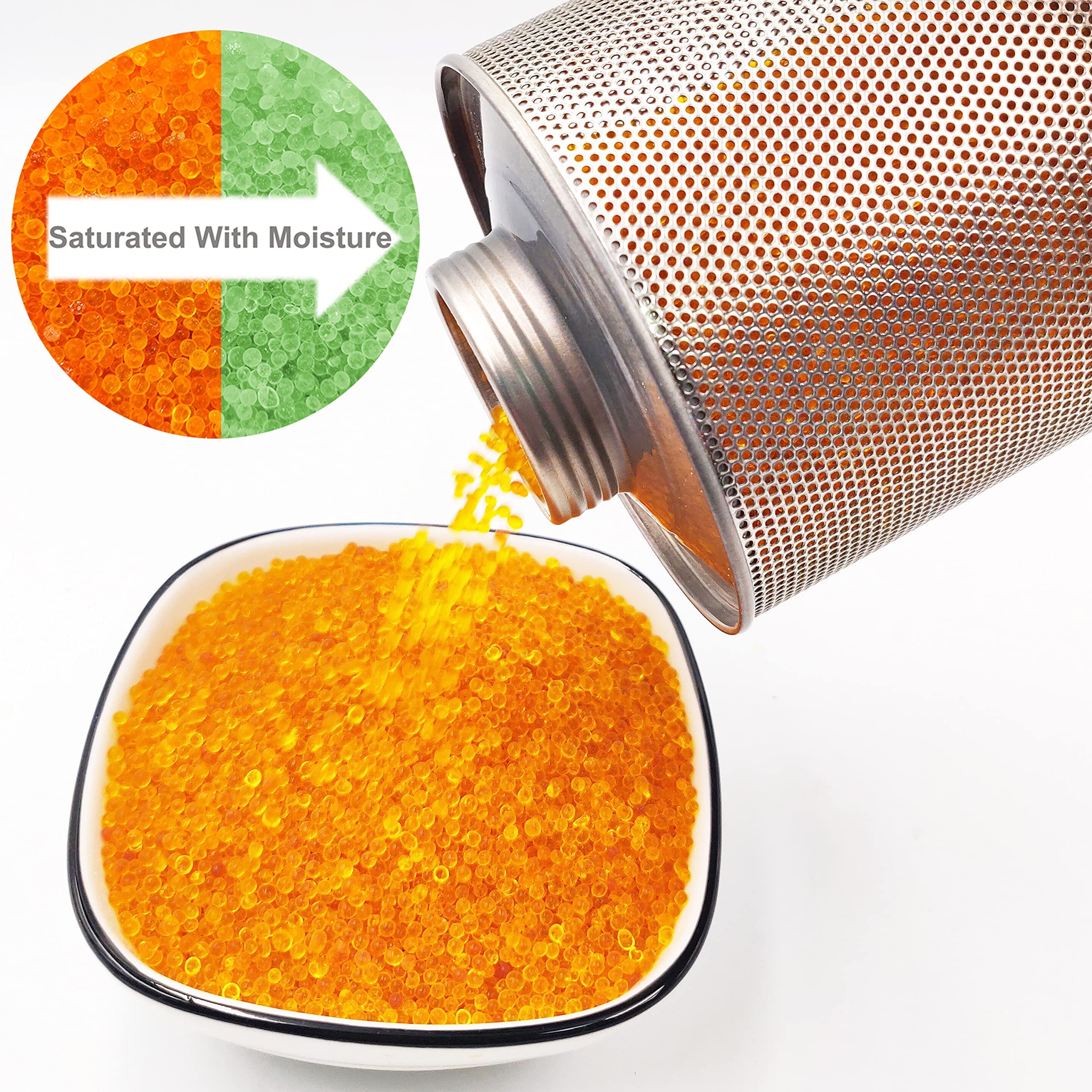 Wisesorb Paquete de 3 deshumidificadores seguros para armas, 750 gramos, deshumidificador desecante reutilizable, recargable, 1.5 libras, indicativo de gel de sílice naranja a verde, paquete de 3