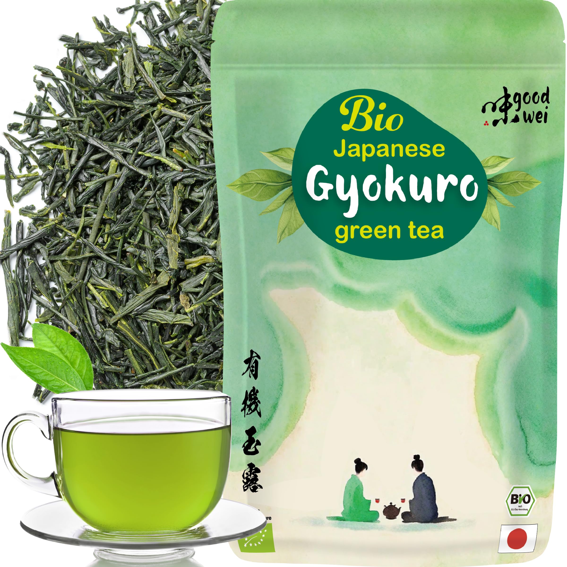 Tè verde Gyokuro biologico raccolto a mano dal Giappone - Tè ombra Specialità di di tè verde giapponese, 120 g