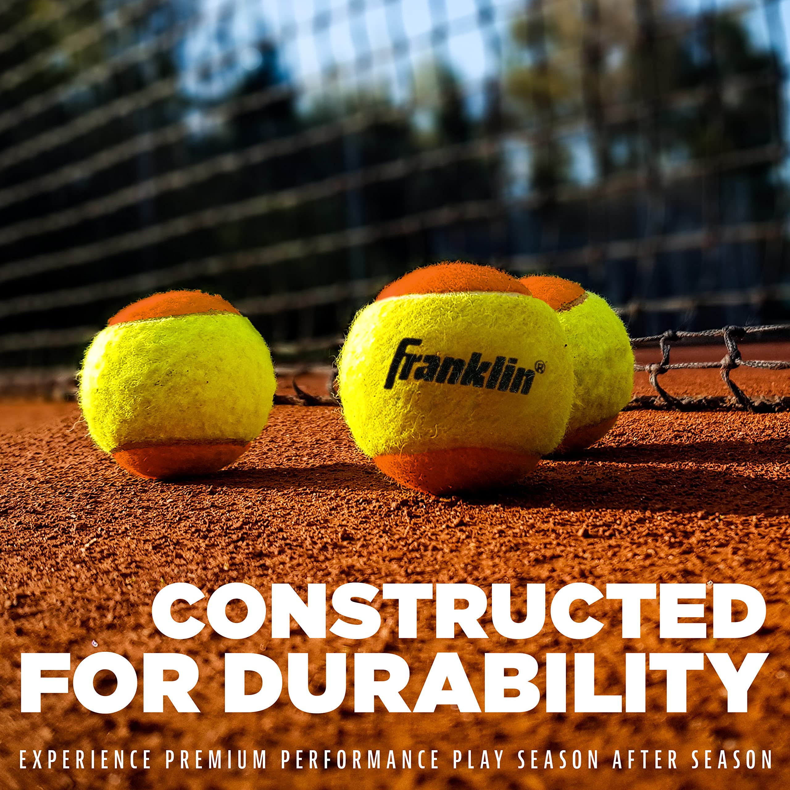 Franklin Sports Pressureless Tennis Balls - Official Size Low Pressure Tennis Balls - Great for Training + Practice - 3 Pack Can of Low Bounce Tennis Balls - All Court Surface Balls - Orange
