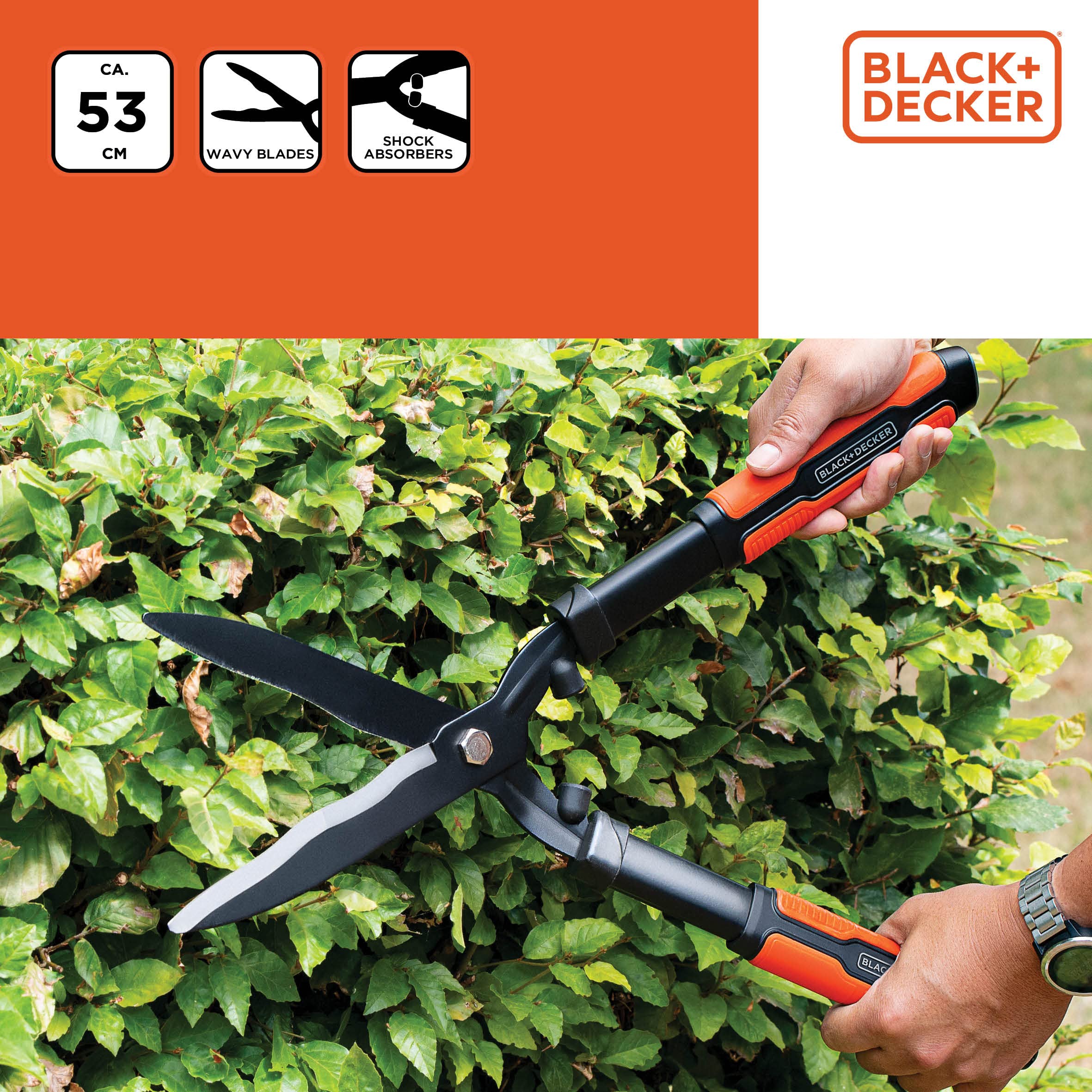BLACK+DECKER Tagliasiepi 53 cm Lame in acciaio seghettato Nero/Arancione