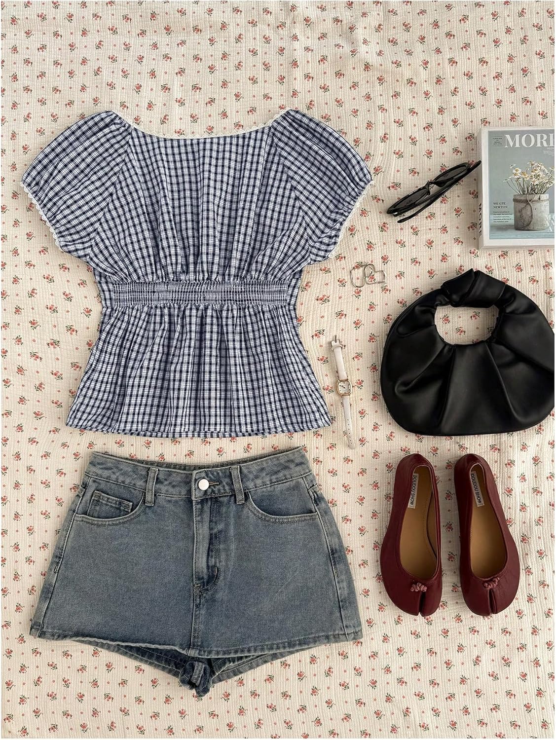 SweatyRocks Women's Plus Size Plaid Button Front Peplum Blouse Tops Puff Sleeve Babydoll Shirts - Image 3