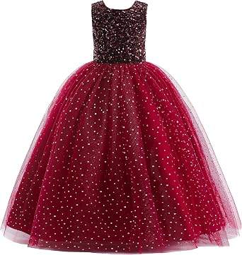 Glamulice Christmas Flower Girls Sparkle Tulle Dress Vintage Dresses Kids Holiday Party Photo Shoot Ball Gown