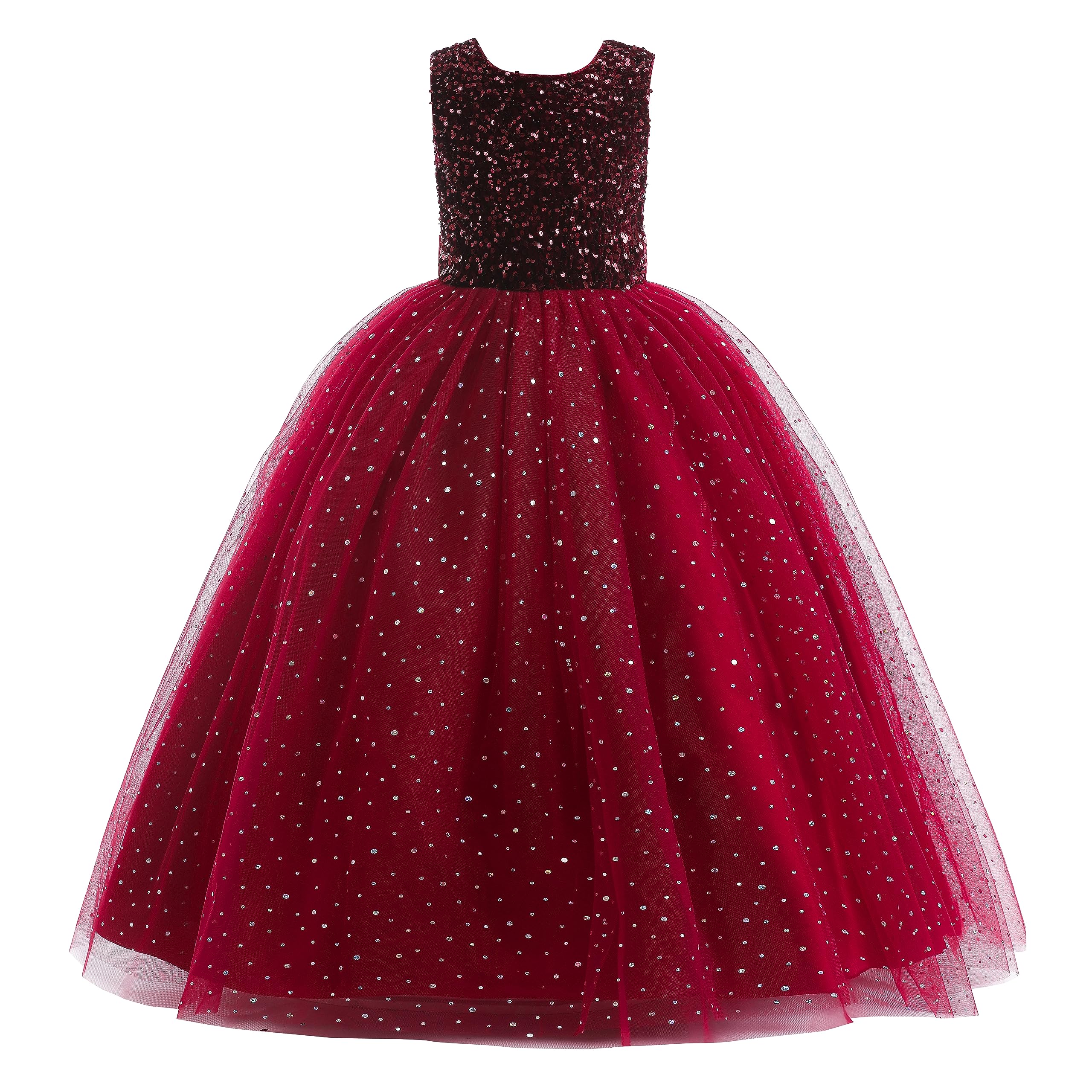 Glamulice Christmas Flower Girls Sparkle Tulle Dress Vintage Dresses Kids Holiday Party Photo Shoot Ball Gown