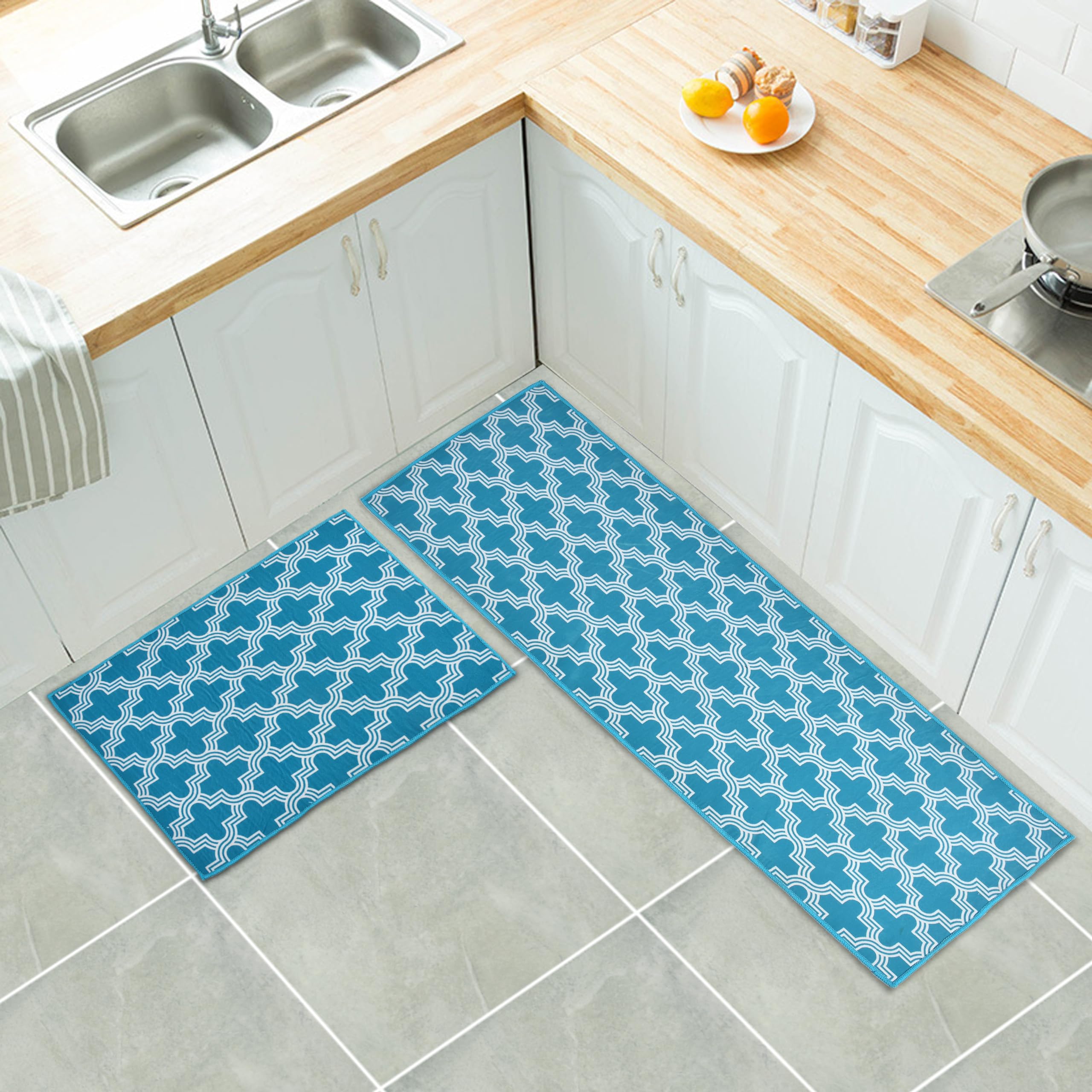 Genius Homes FAB Multi Purpose Anti Skid & Washable Kitchen Mat & Runner | Attractive Look & Digital Printed Soft Combo Kitchen Floor Mat [ 18x28 CM & 18x54 CM, Yellow White ] (B0CSN8WLXQ) Amazon Price History, Amazon Price Tracker