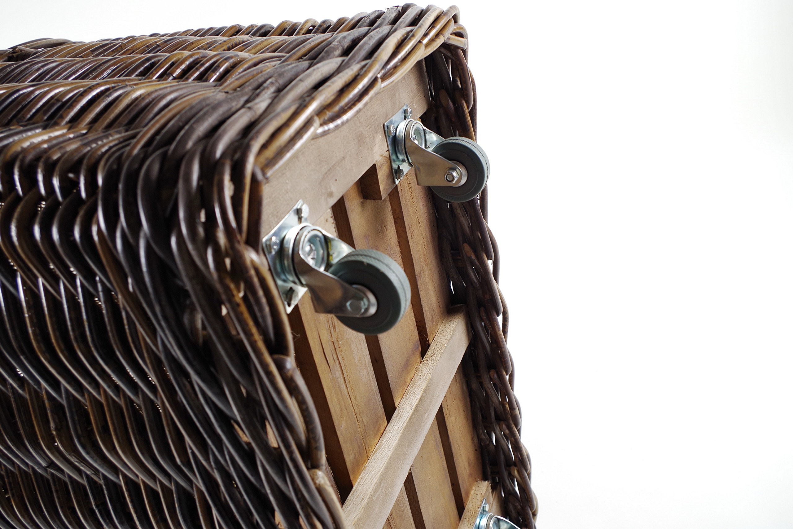 Kobolo Holzkorb für Kaminholz Kaminholzwagen mit Rollen aus Rattan