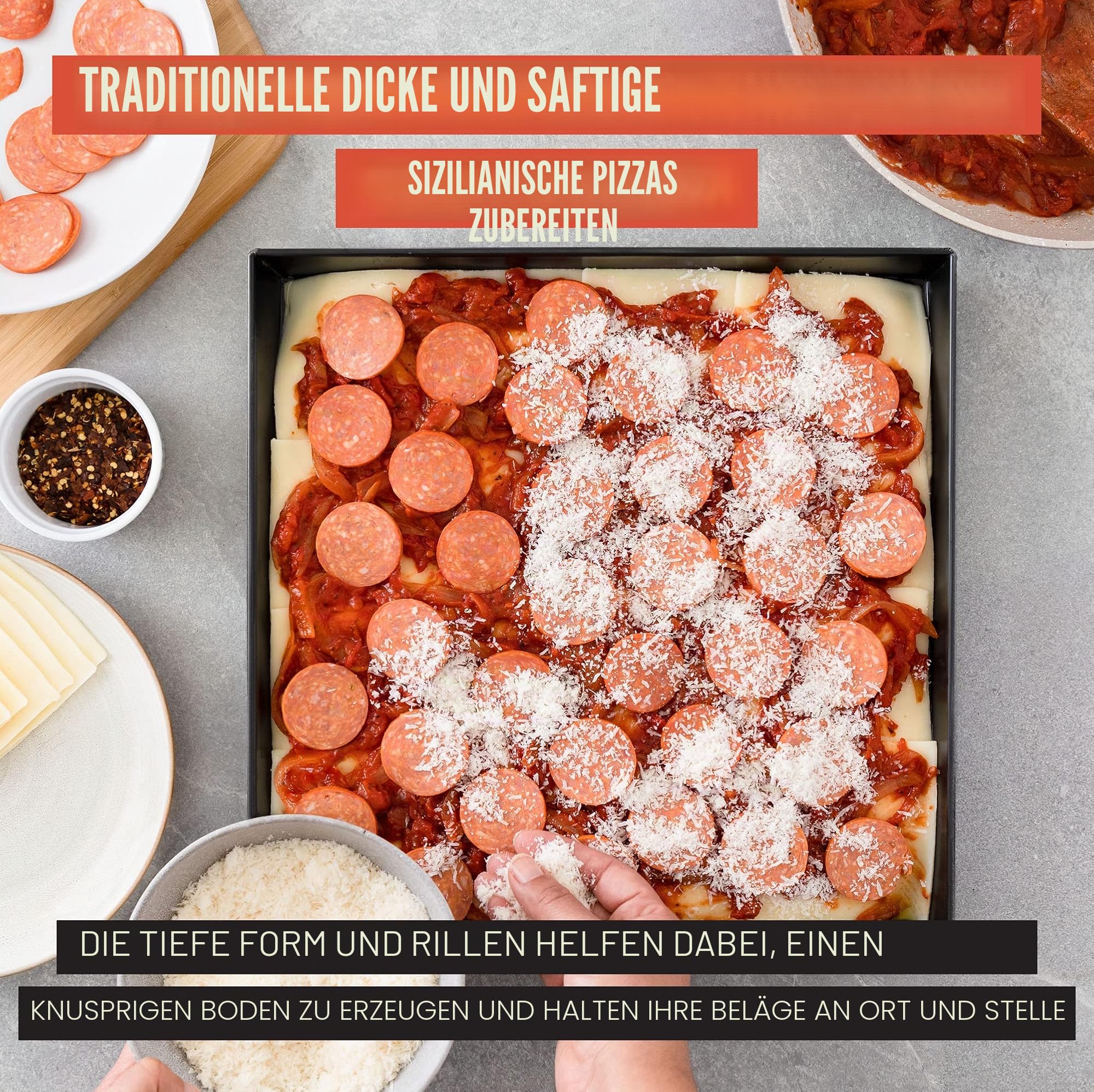Chef Pomodoro Sizilianisches Pizzablech, 33x33 cm