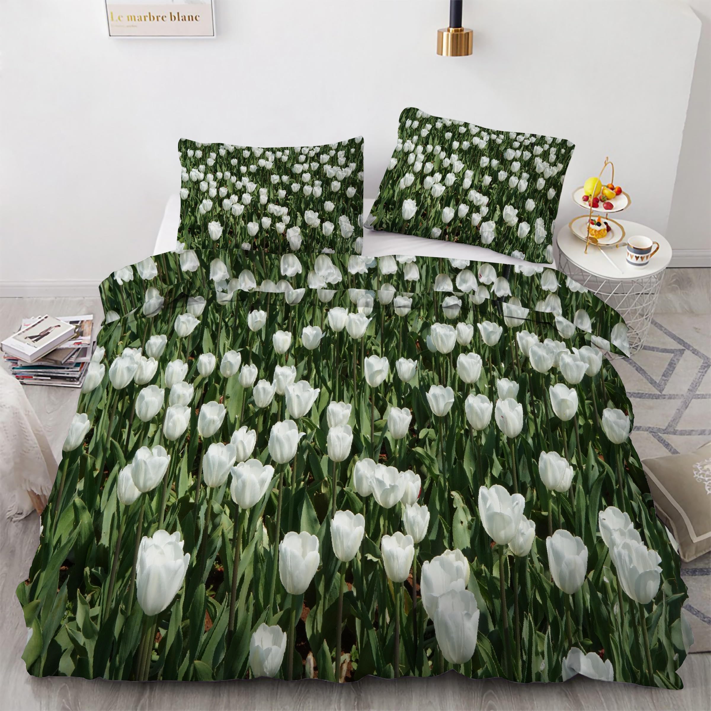 Parure de lit tulipe en microfibre pour une chambre ambiance nature
