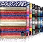 Hydration Nation Authentic Large Handwoven Mexican Striped Throw Blanket - Soft, Durable, Eco-Friendly - 70x50 - Sunrise