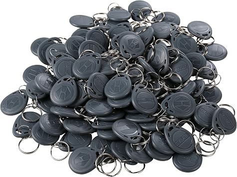 125KHz RFID EM ID Keyfob Proximity Tag Token, Grey 100 Pack
