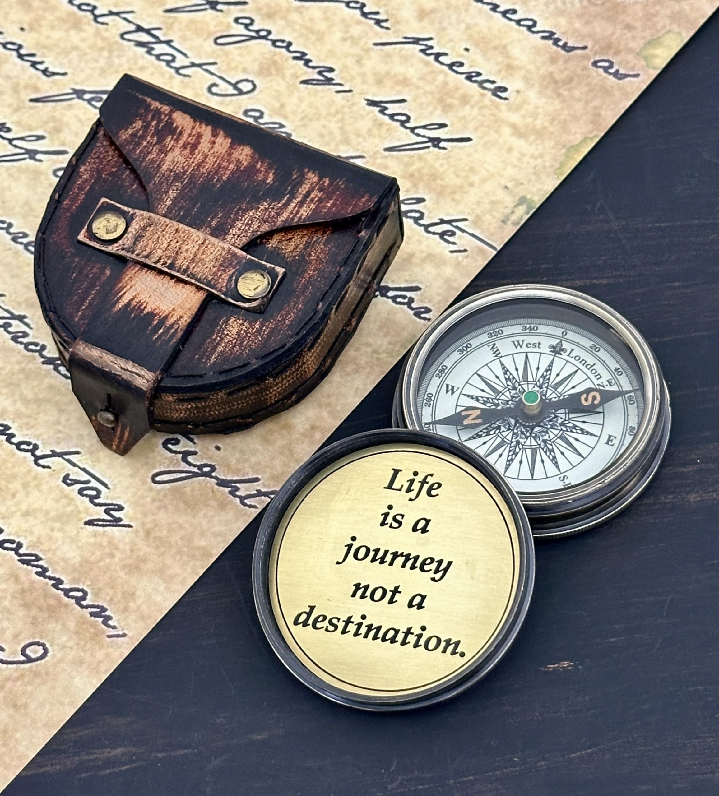 Engraved Compass - Life is a Journey not a Destination - Personalized Gift for Anniversary, Unique Gifts for Fathers, dad, for him Gifts Husband, for Men, Graduation Day Gifts