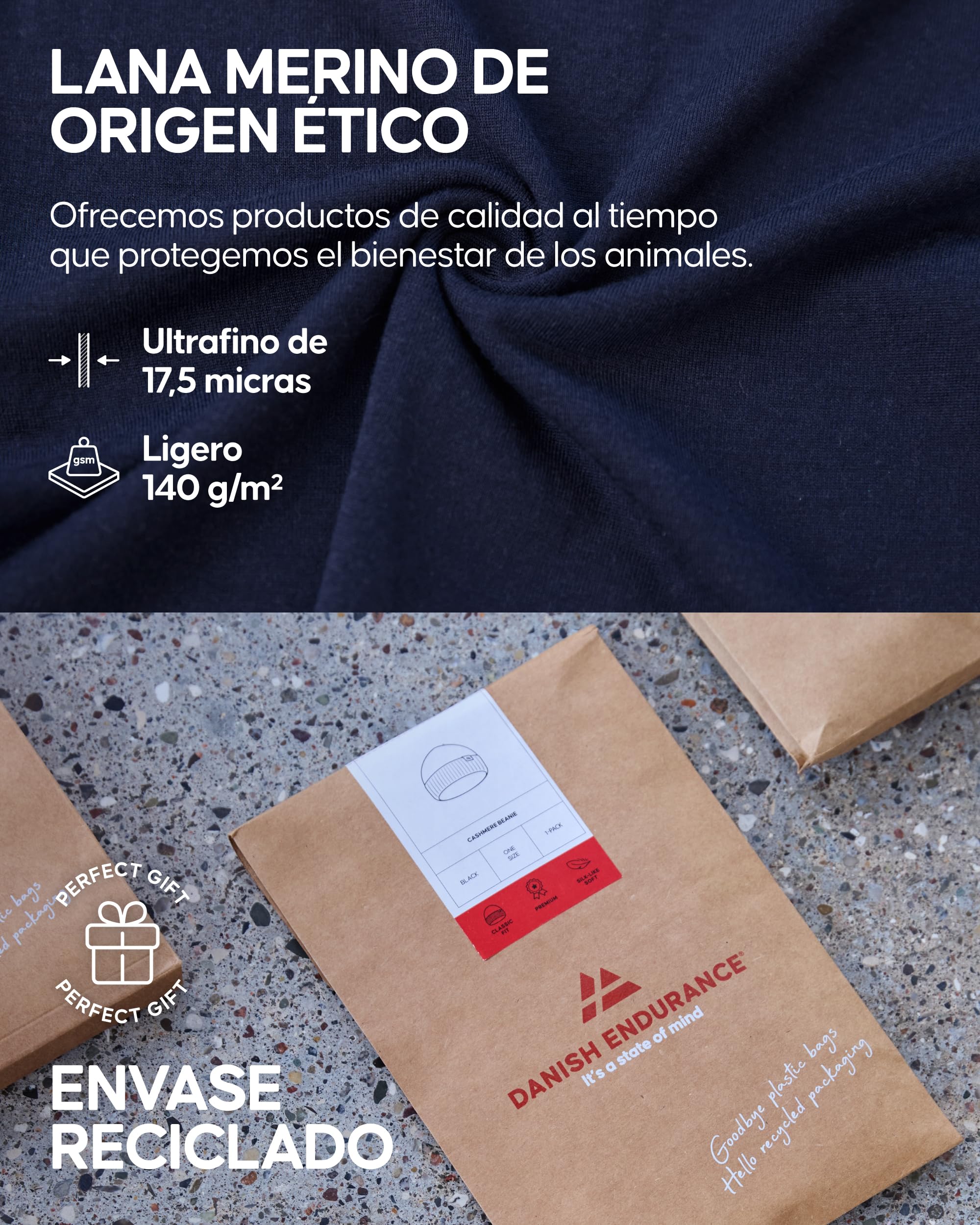 DANISH ENDURANCE Camiseta Mujer, 100% Lana Merino, Transpirable, 2 Pack