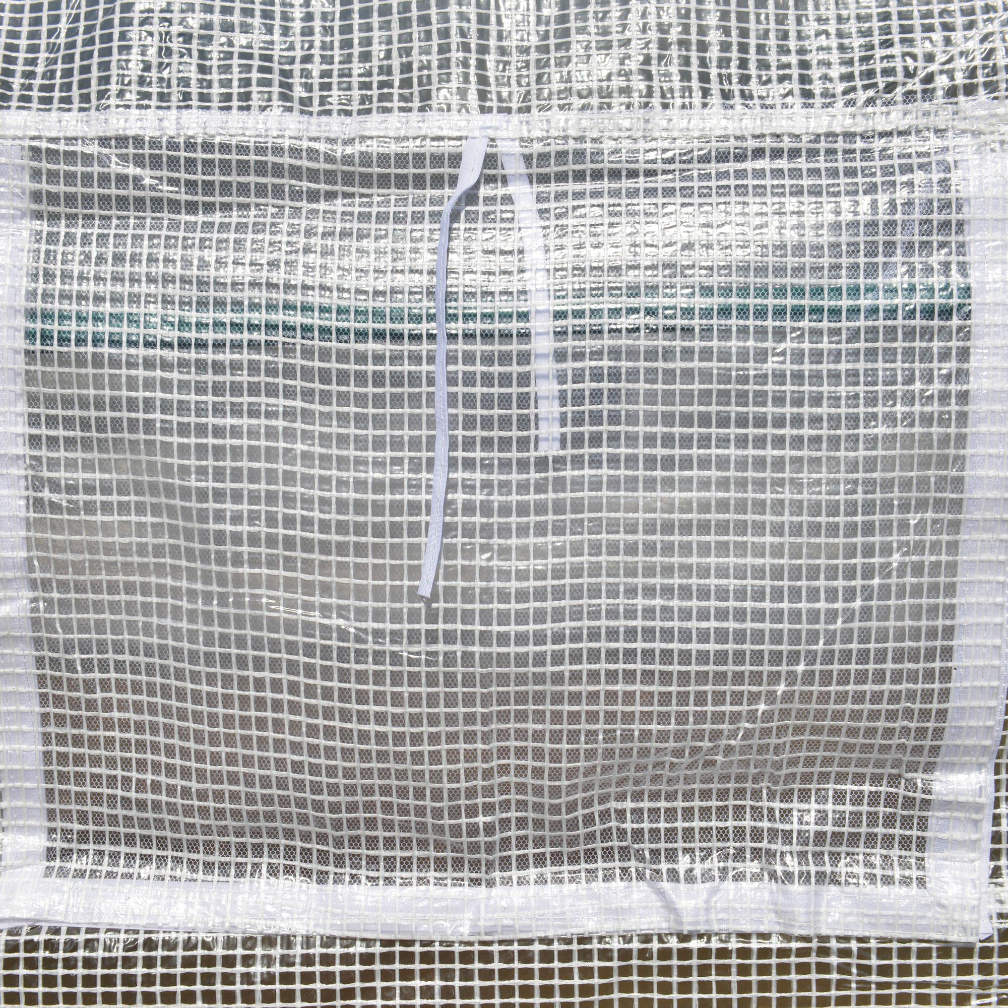 Outsunny Serre Tunnel de Jardin 18 m² dim. 5,95L x 3l x 2H m Porte + 8 fenêtres enroulables Acier galvanisé bâche PE Haute densité Blanc
