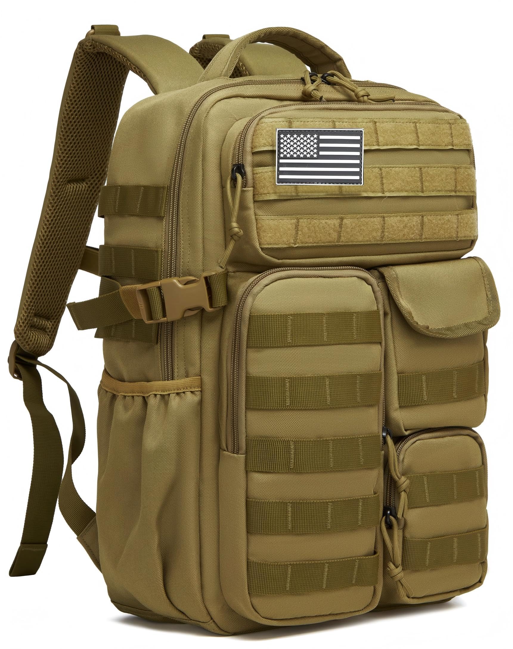 Wotony Tactical Backpack - Military waterproof backpack with multiple pockets and tactical gear for the outdoors (khaki, 25L)