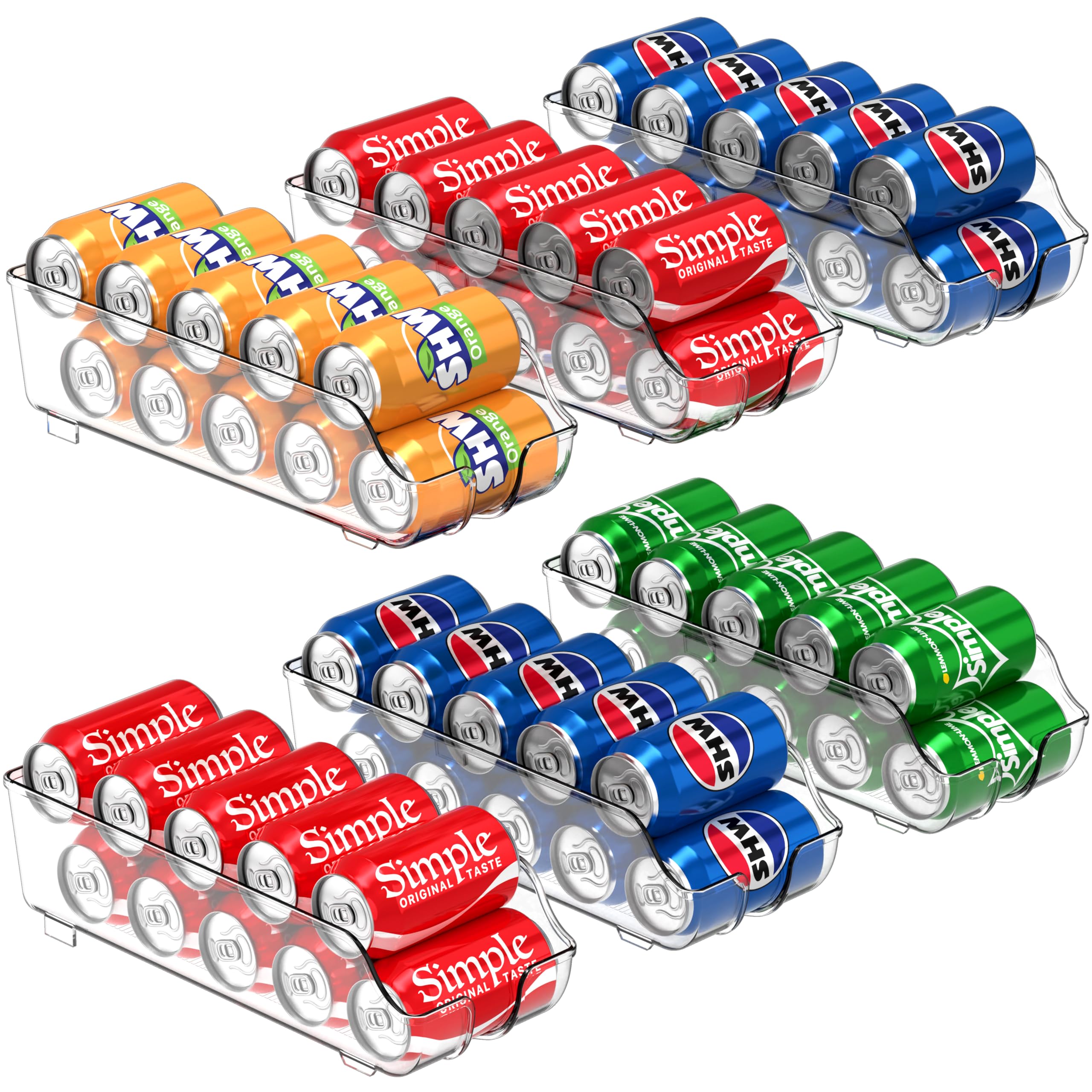 Simple Houseware Can Dispense Kühlschrank-Organizer-Aufbewahrung, transparent, 6er-Set