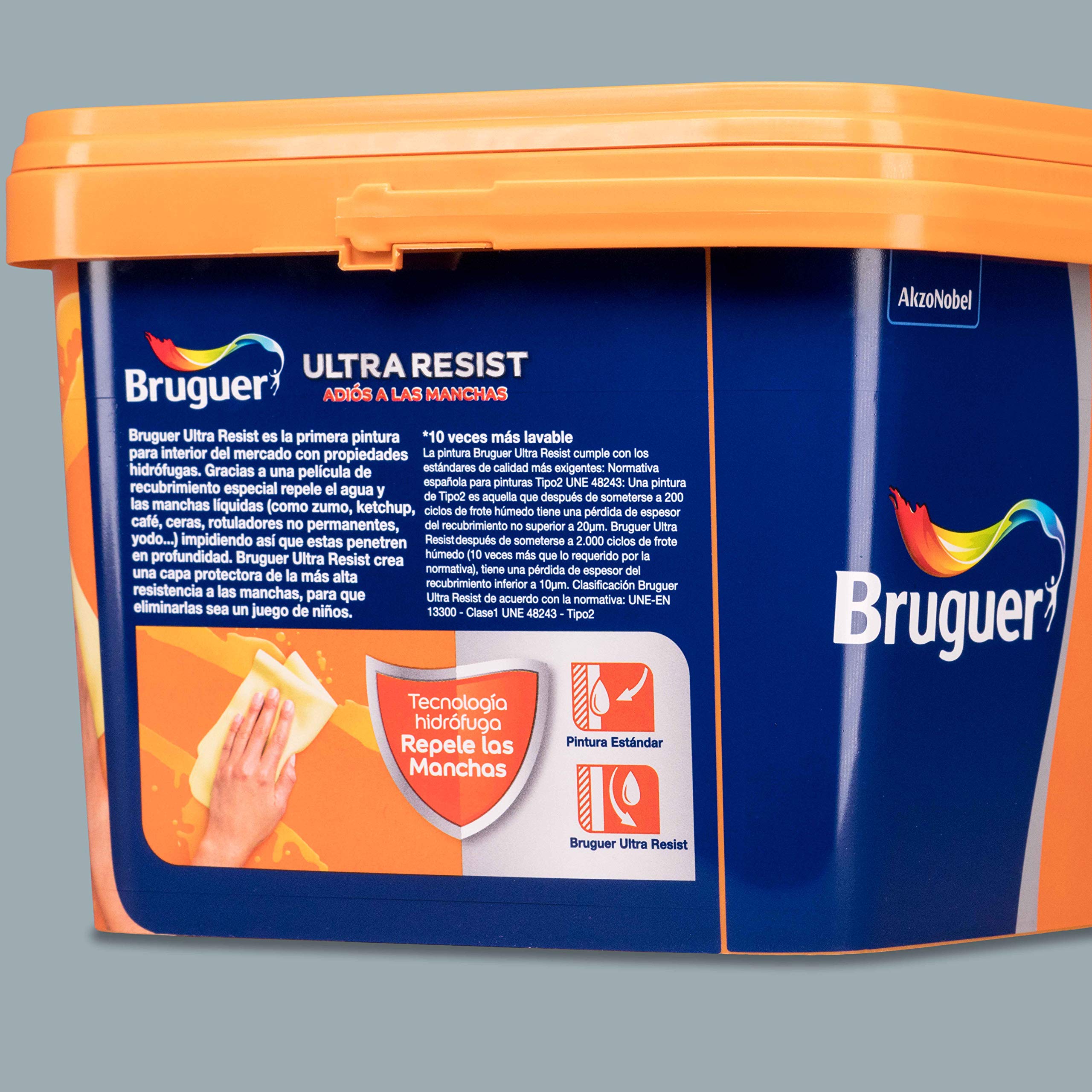 Bruguer ULTRA RESIST Pintura para paredes ultra lavable Gris Polar 4L