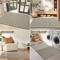 Vista 8 de BEQHAUSE Tapetes para puerta de interior de 20 x 32 pulgadas, tapete de perro para patas fangosas, absorbente y resistente a la suciedad, tapete