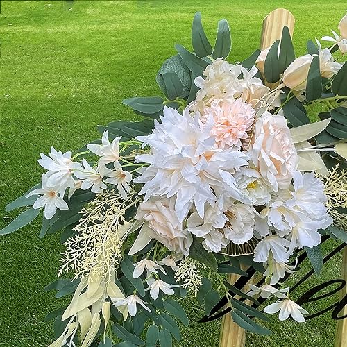 Miniatura 4 de Mencaoy Kit de flores artificiales de arco de boda (paquete de 2) para decoración floral de arco de boda, ceremonia y recepción (champán)