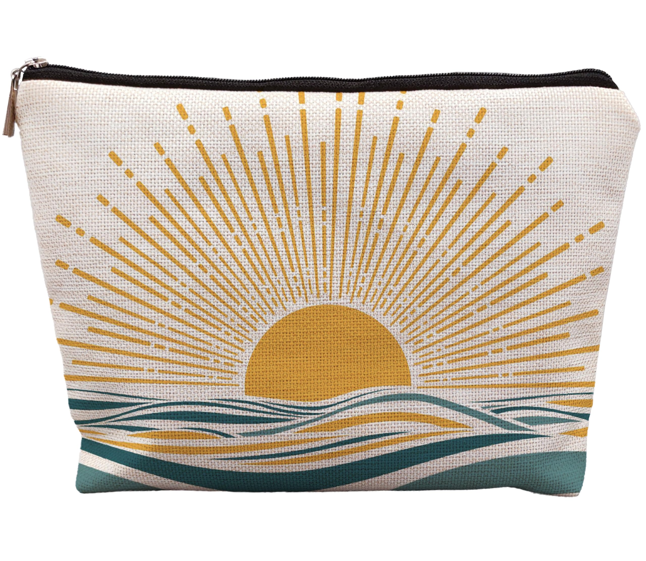 Photo 1 of uinwk Boho Cosmetic Bag - Abstract Sunrise Ocean Landscape