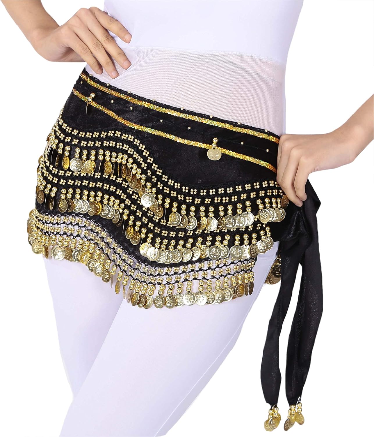 Lauthen.S 248 Coins Belly Dance Hip Scarf Tribal Belt Halloween Gypsy Costume Accessory - Image 2
