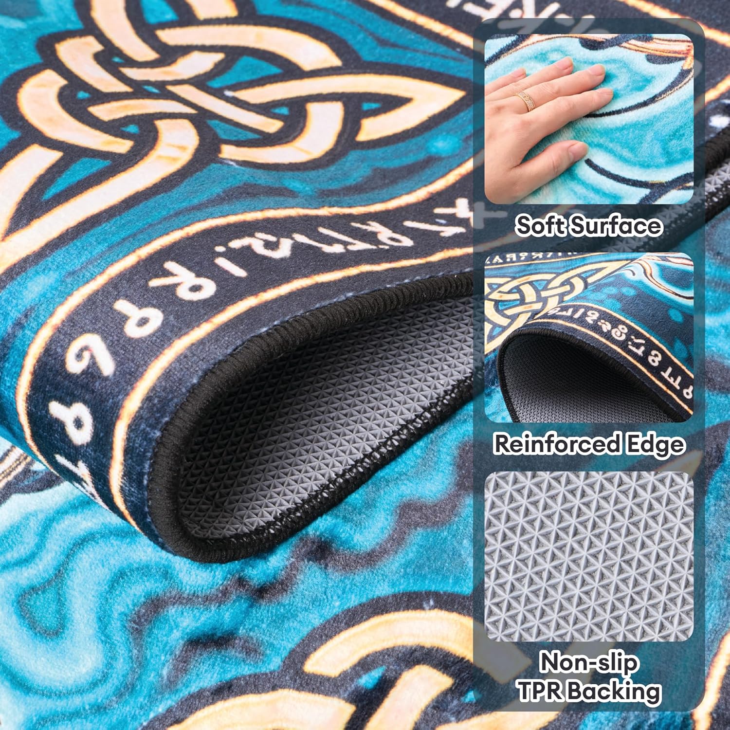 Viking Tree of Life Norse Decor Area Rug, Magic Symbol Norse Culture Non-Slip Floor Mat, Indoor/Outdoor Carpet Home Decor Full Sizes