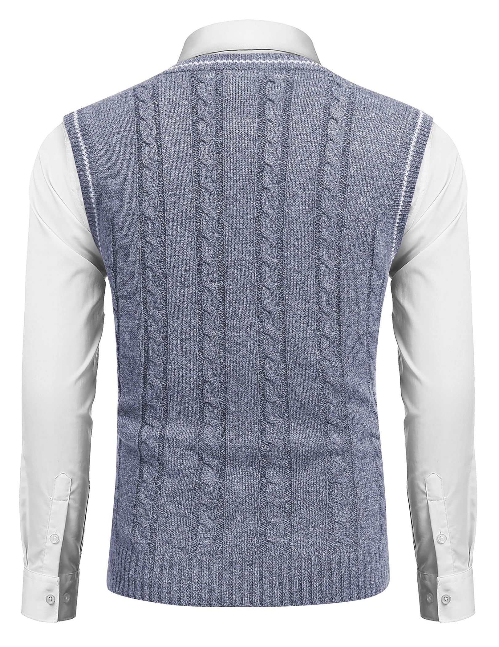 COOFANDY Maglione da uomo con scollo a V, vestibilità aderente, casual, senza maniche, lavorato a maglia