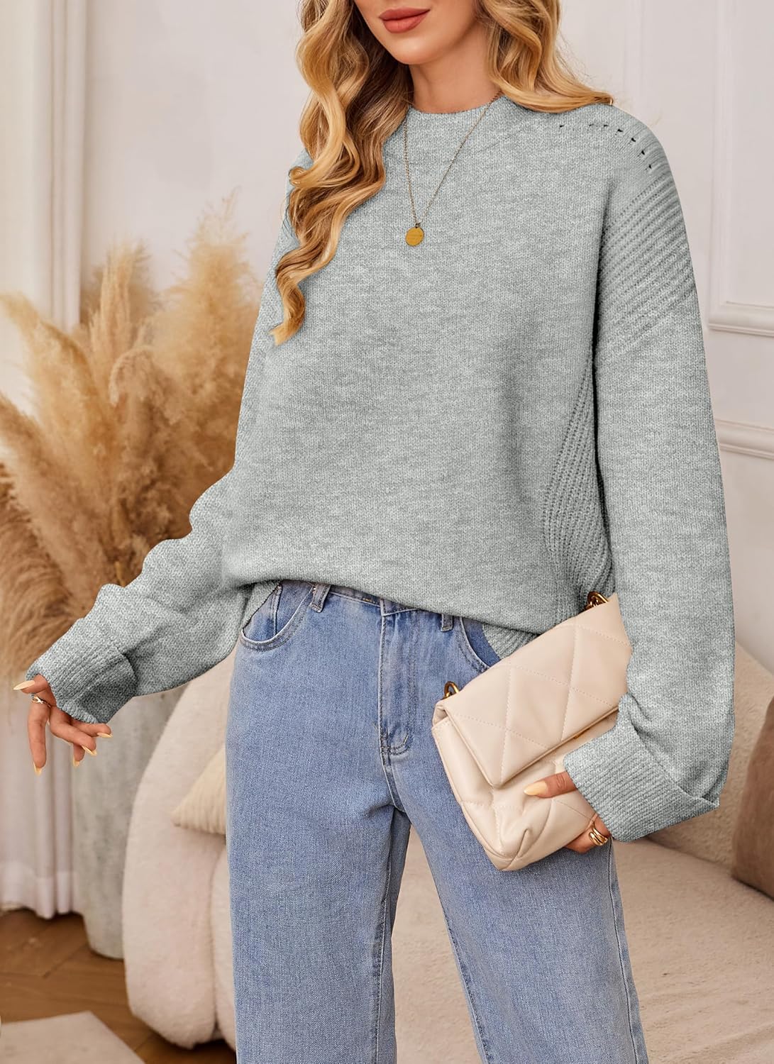 Zyyfly Womens Oversized Mock Neck Sweater Chunky Loose Long Sleeve Casual Fall Knit Pullover Sweaters - Image 4